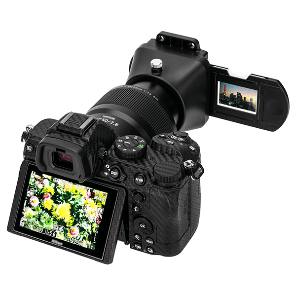 Film Digitalisierungsadapter montiert an Kamera Film Digitalisierungsadapter montiert an Kamera