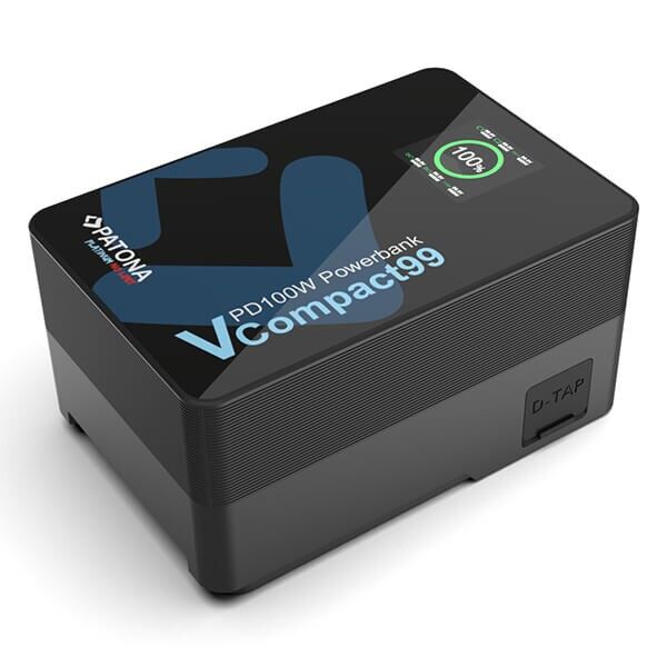OLED Display des Patona VCompact99 mit Kapazitätsanzeige