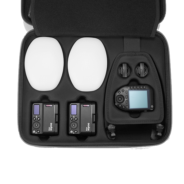Godox Makroblitz Dental Set MF12-DK1 Tasche offen mit Inhalt