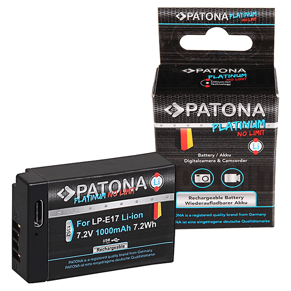 Battery Canon lp e17 with USB-C input from Patona