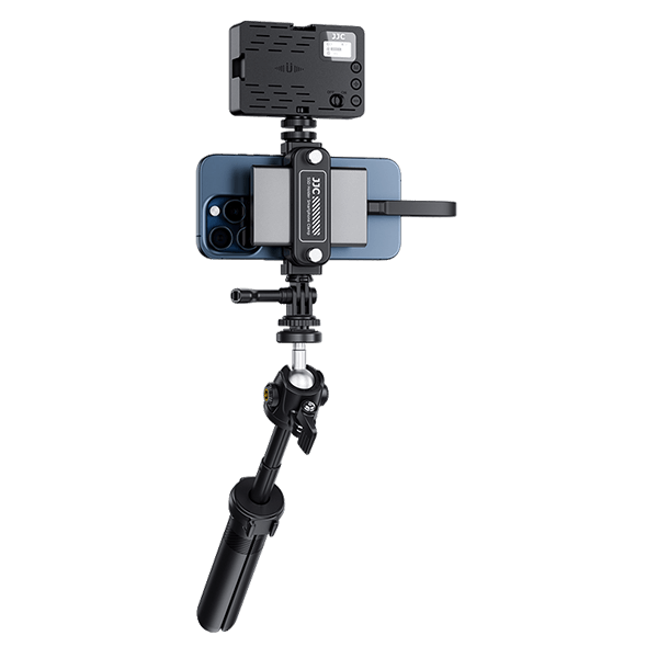 JJC SPC-S25 Frontansicht mit montiertem Smartphone