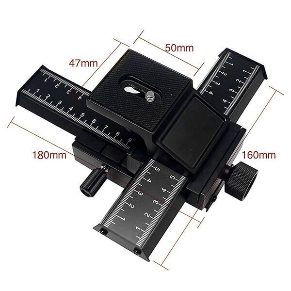 4-Wege Makro Einstellschlitten Focus Stacking Aluminium 1 4 Zoll Gewinde 4-Wege Makro Einstellschlitten Focus Stacking Aluminium 1 4 Zoll Gewinde