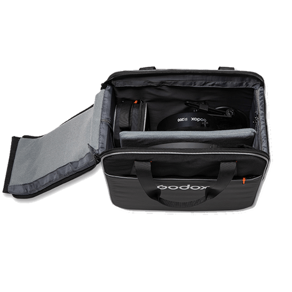 Godox CB-56 Tragetasche zu AD200pro und R200 offen mit Inhalt