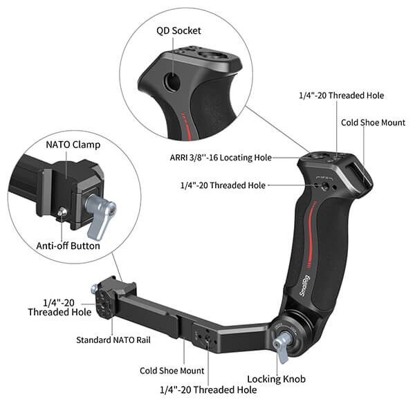 SmallRig flexibler Handgriff mit Nato Klemmung für DJI RS 2 RSC 2 3028B