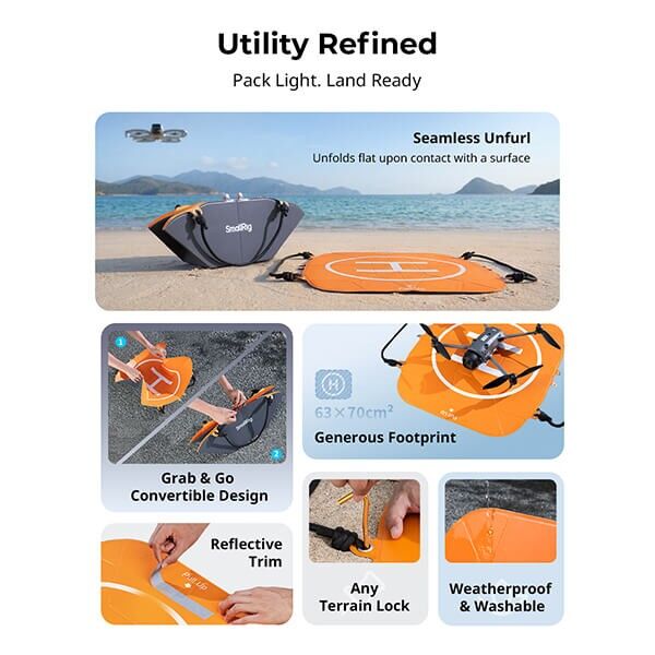 Portable SmallRig landing platform for drones in outdoor use