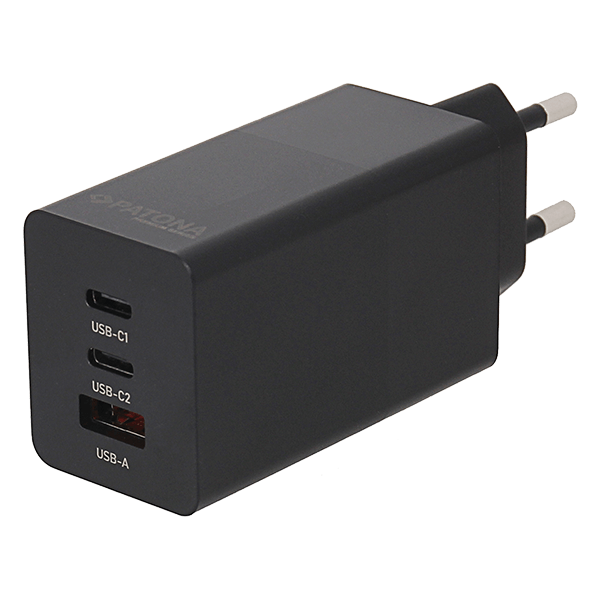 USB Ladegerät GaN 65W in Schwarz seitlich 