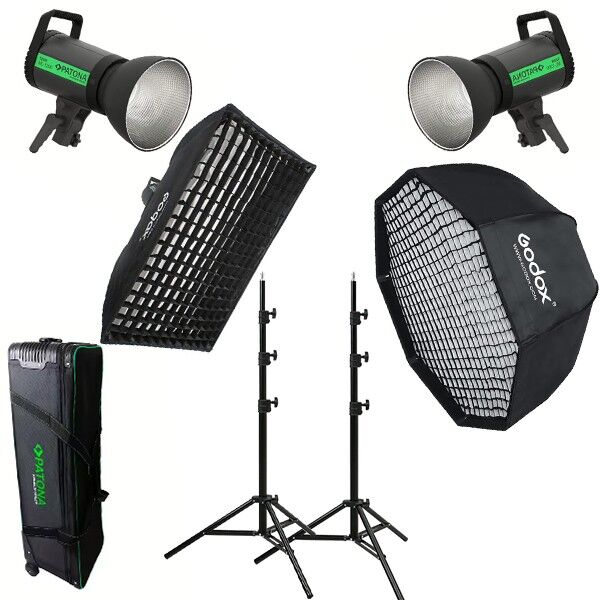Patona video light complete set with softboxes