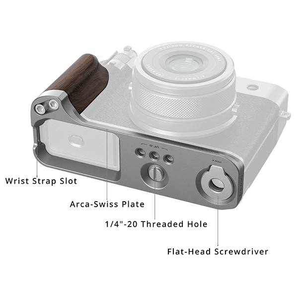 Akkufach-Zugang trotz montiertem SmallRig Handgriff bei GFX100RF