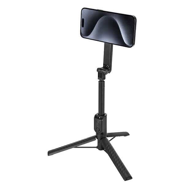 JJC SFM 1 MagSafe Selfie Stick Stativ in Schwarz mit Smartphone