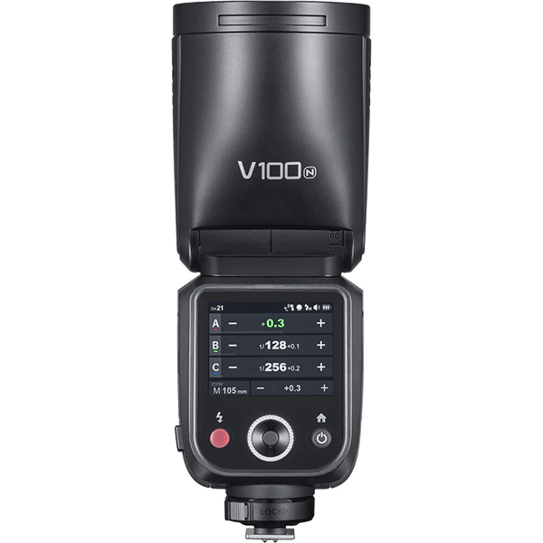 Godox V100 zu Nikon Aufsteckblitz mit Akku